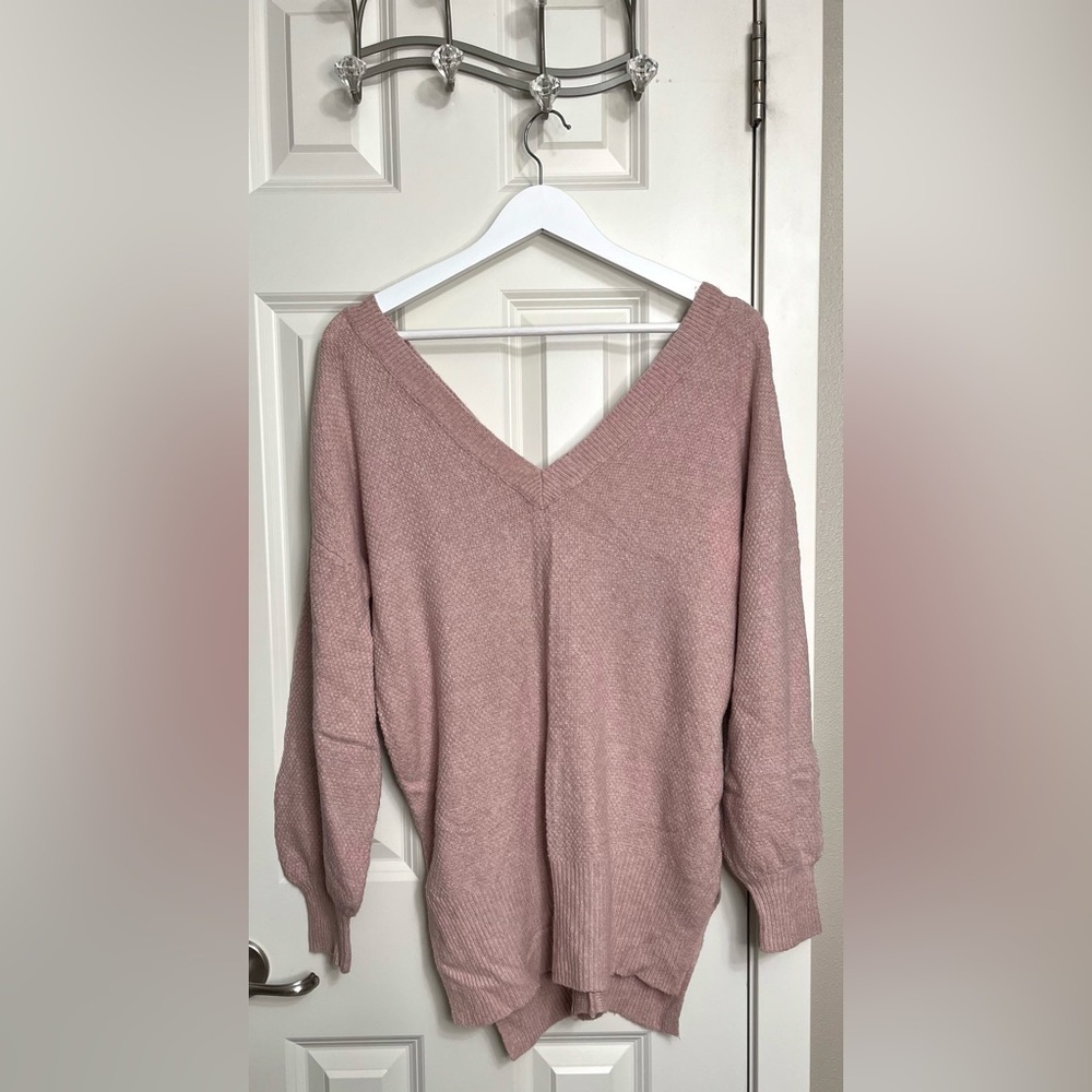 Yes Lola Mauve Off-Shoulder Sweater